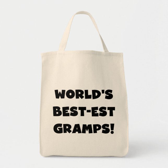 Black Text World's Best Gramps Geschenke Tragetasche (Vorne)