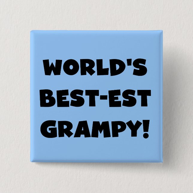 Black Text World's Best Grampy Geschenke Button (Vorderseite)