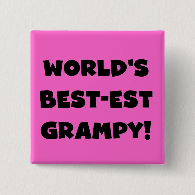 Black Text World's Best Grampy Geschenke Button (Vorderseite)