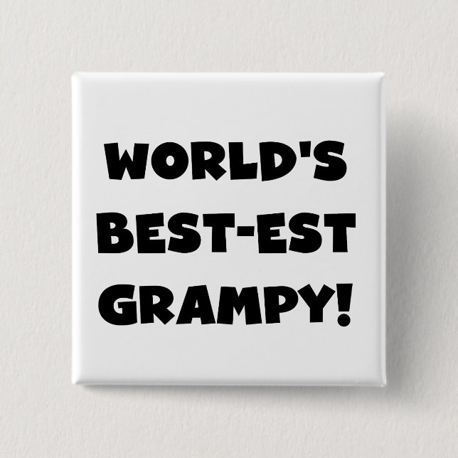 Black Text World's Best Grampy Geschenke Button (Vorderseite)