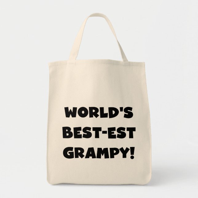 Black Text World's Best Grampy Geschenke Tragetasche (Vorne)