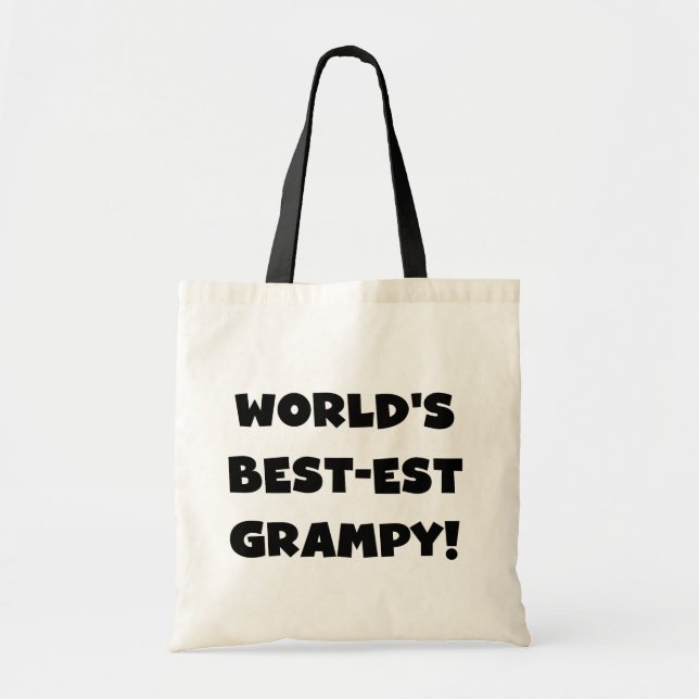 Black Text World's Best Grampy Geschenke Tragetasche (Vorne)