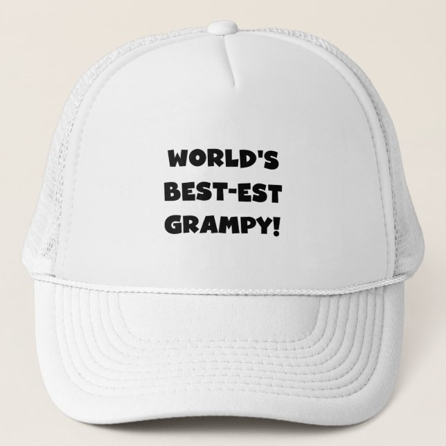Black Text World's Best Grampy Geschenke Truckerkappe (Vorderseite)