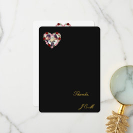 Black thank you card with a pink and red heart dankeskarte
