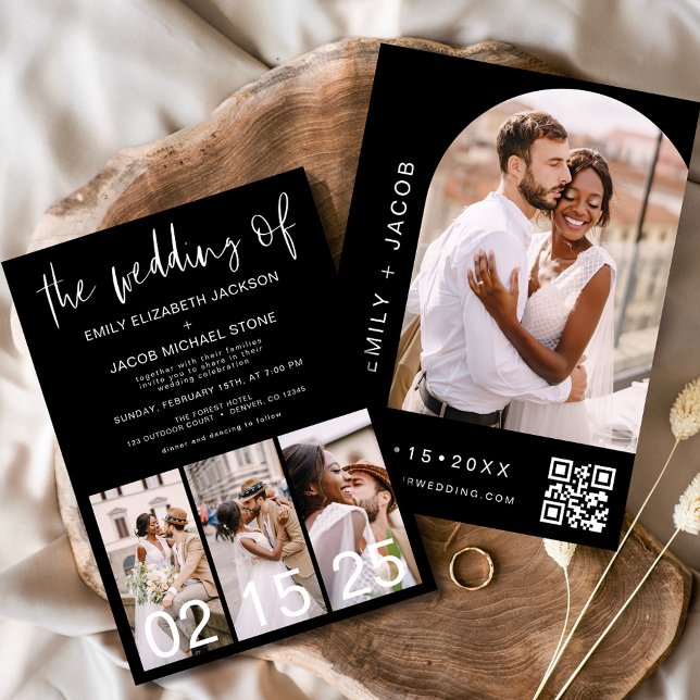 Black The Wedding of Minimalistisch QR code Einladung (Von Creator hochgeladen)