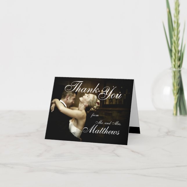 Black Tie Affair Wedding Foto von Thank You Cards Dankeskarte (Vorderseite)