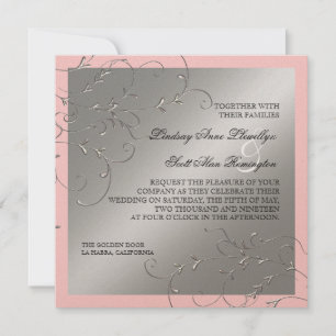 Black Tie Elegance, Silver Wedding Invitations Einladung