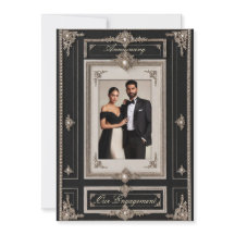 Black Tie Engagement Elegante Schwarz Weiß Foto