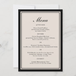 Black Tie Wedding Classic Menu Card Einladung