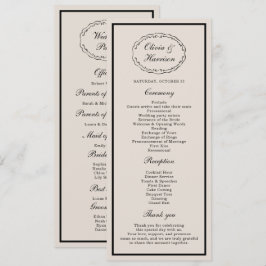Black Tie Wedding Classic Program Card Einladung