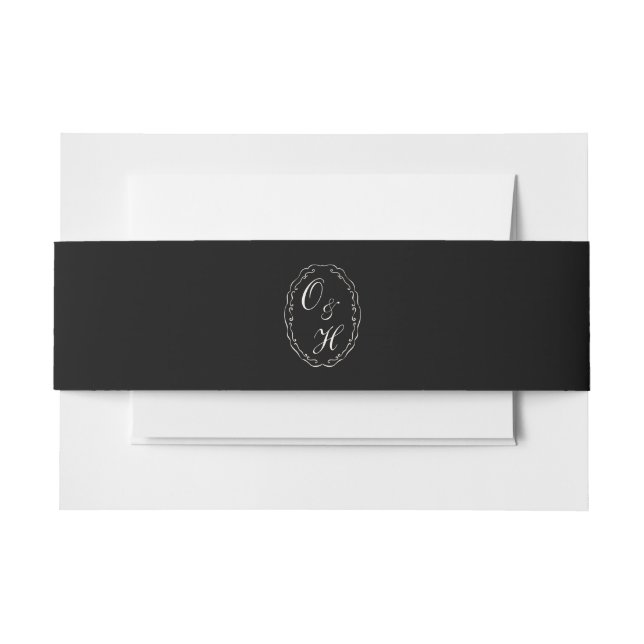 Black Tie Wedding Monogram Belly Band (Vorderseite Beispiel)