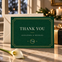 Black-Tie-Weihnachten Smaragdgrün & Gold-Monogramm