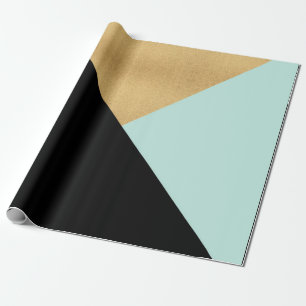 Black Tiffany Mint Aqua Black Gold Pastel Geometri Geschenkpapier