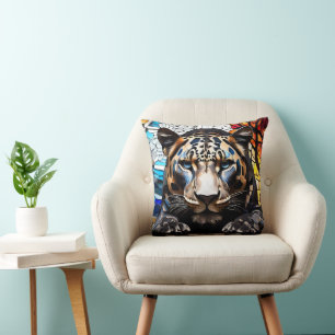 Black Tiger Mosaik gestanztes Glaspolster Kissen