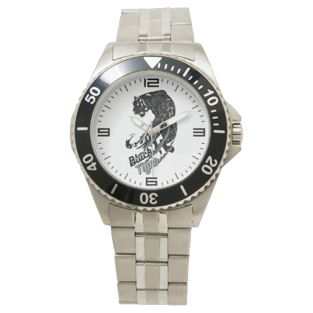 Black Tiger Vector Art mit schwarzem Tiger Armbanduhr (Vorderseite)