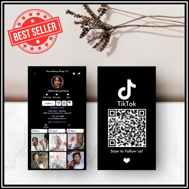 Black TikTok Social Media QR-Code Visitenkarte (Von Creator hochgeladen)
