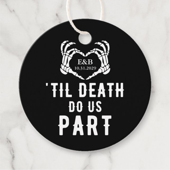 Black Til Death Do us Part Skeleton Hochzeit Runde Geschenkanhänger (Vorderseite)