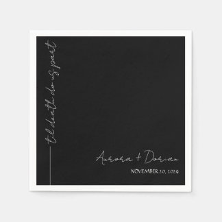 Black Til Death Minimal Wedding Napkin Serviette