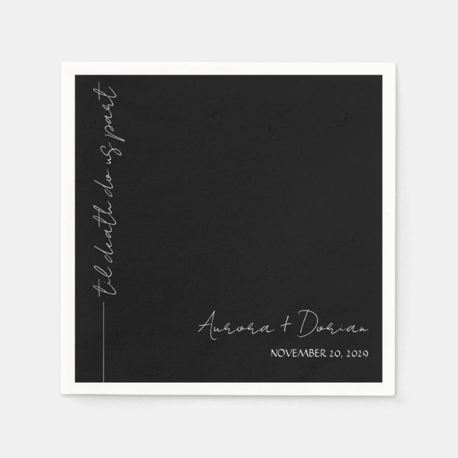 Black Til Death Minimal Wedding Napkin Serviette (Vorderseite)