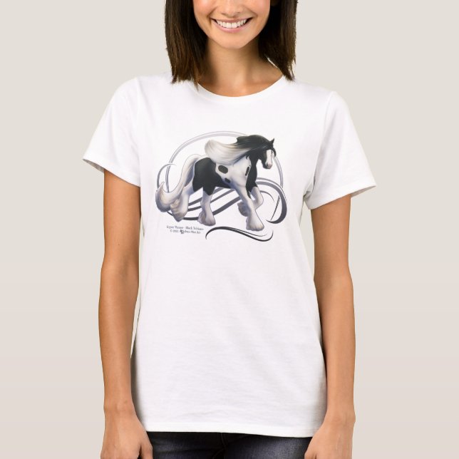 Black Tobiano Sinti und Roma Vanner Horse T-Shirt (Vorderseite)