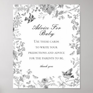 Black Toile De Jouy Advice for Baby Showgame Poster