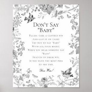 Black Toile De Jouy Dont Say Baby Showspiel Poster