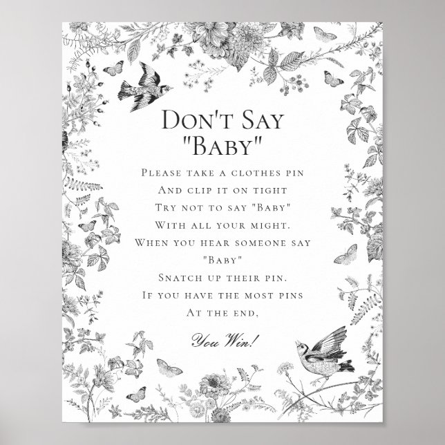 Black Toile De Jouy Dont Say Baby Showspiel Poster (Vorne)
