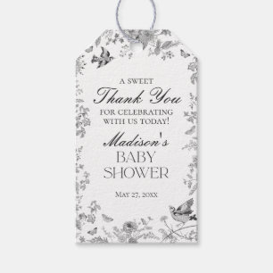 Black Toile De Jouy Floral Baby Duwer Favoriten Geschenkanhänger