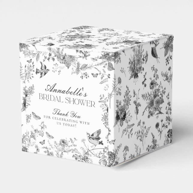 Black Toile De Jouy Floral Brautparty Fevor Box Geschenkschachtel (Vorderseite)