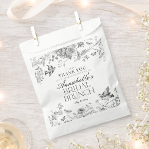 Black Toile De Jouy Floral Bridal Brunch Dessert Geschenktütchen