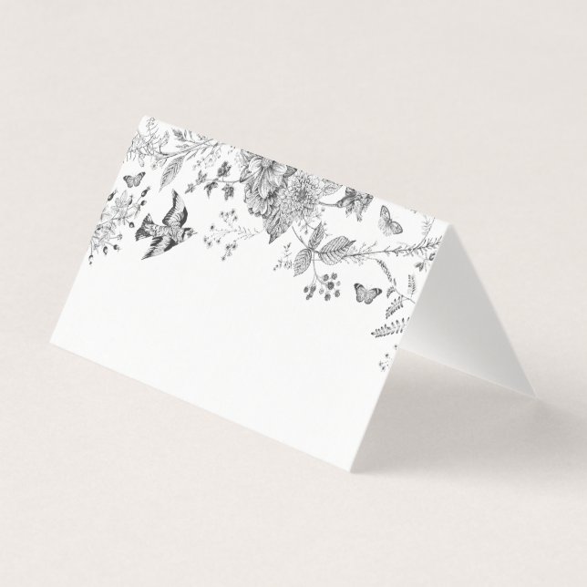 Black Toile De Jouy Platzkarte Tischdekor (Vorderseite)