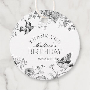 Black Toile De Jouy Vintag Floral Geburtstag Geschenkanhänger