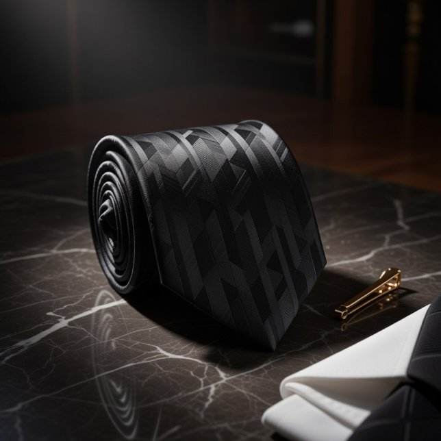 Black Tonal Geometric Krawatte (Von Creator hochgeladen)