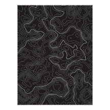 Black Topographic Map Wall Poster
