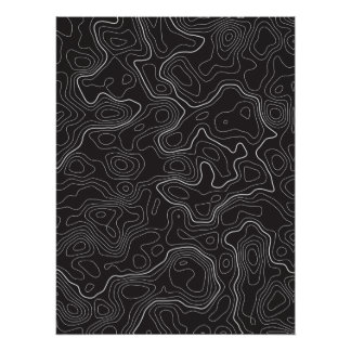 Black Topographic Map Wall Poster