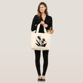 BLACK - Tote bag con  Flor del paraiso en negro Jumbo Stoffbeutel