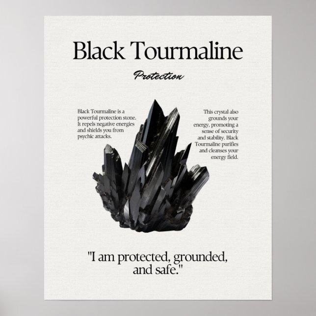 Black Tourmaline Stone Kristallina - Karte Poster (Vorne)