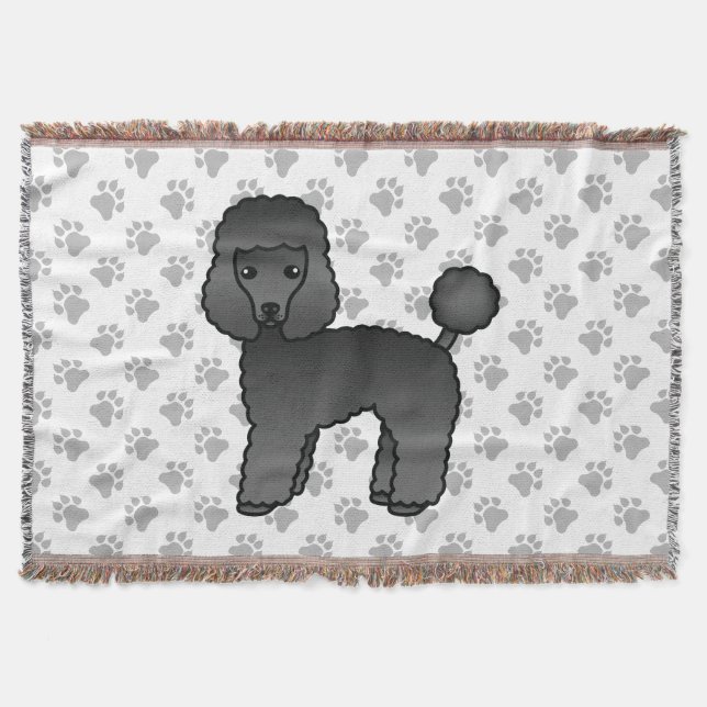 Black Toy Poodle Niedlich Cartoon Dog Decke (Vorderseite)