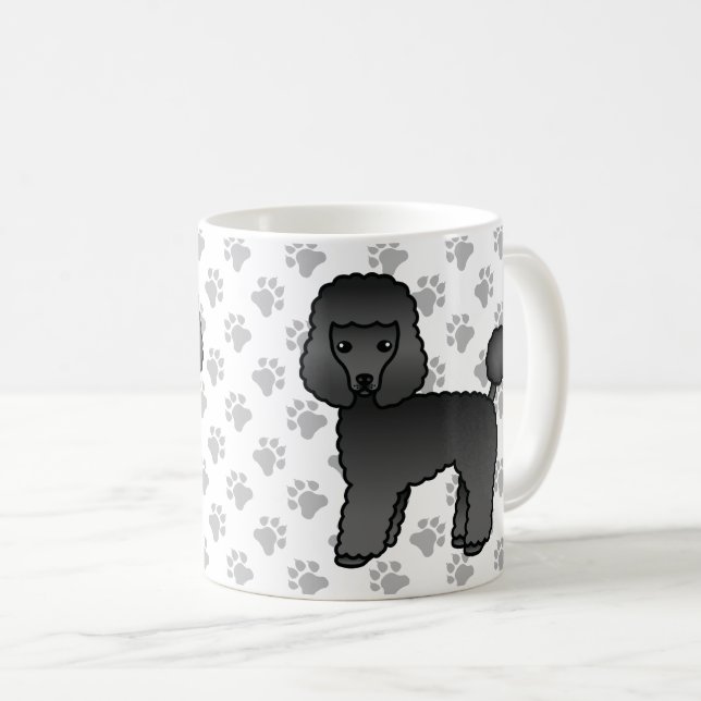 Black Toy Poodle Niedlich Cartoon Dog Kaffeetasse (VorderseiteRechts)