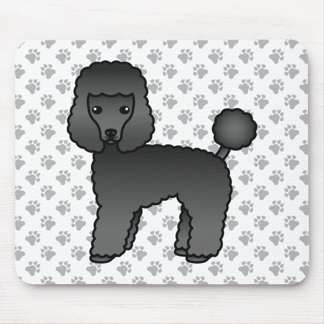 Black Toy Poodle Niedlich Cartoon Dog Mousepad (Vorne)