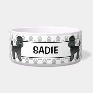 Black Toy Poodle Niedlich Cartoon Dog & Name Napf