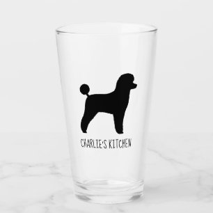 Black Toy Poodle Silhouette Personalisierter Hund Glas