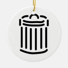 Black Trash Can Symbol Keramikornament