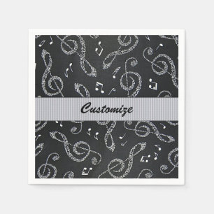 Black Treble Clefs Stilvolle Napkins personalisier Serviette