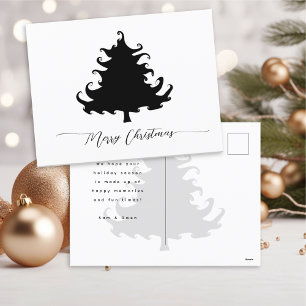 Black Tree Christmas Minimalistisch Feiertagspostkarte