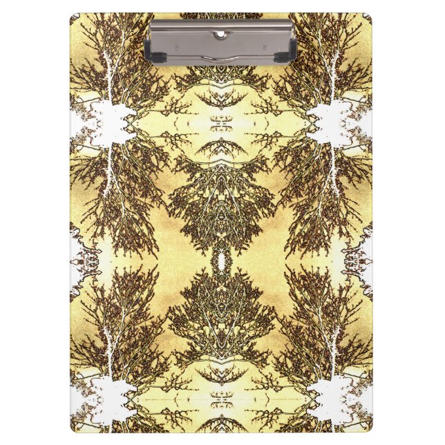 Black Trees Bright Yellow Sky Klemmbrett (Vorderseite)