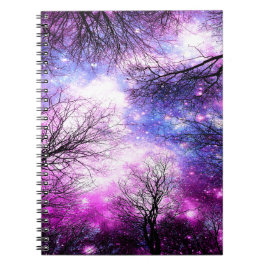 Black Trees Fuchsia Violet Space Notizblock