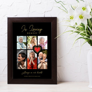 Black Trendy Collage 6 Fotos Modernes Rotes Herz Poster