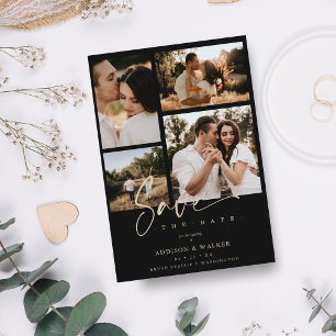 Black Trendy Collage Wedding Rett Datum 4 Fotos