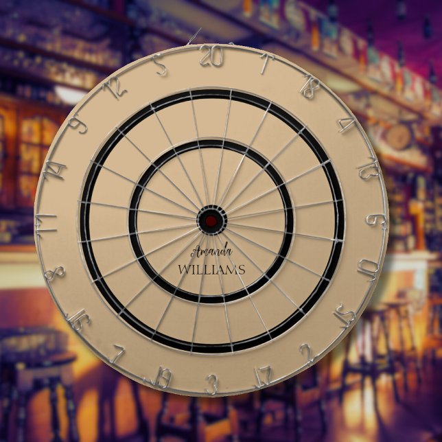Black Trendy Elegante Vorname | Tan Brown Dartscheibe (Von Creator hochgeladen)